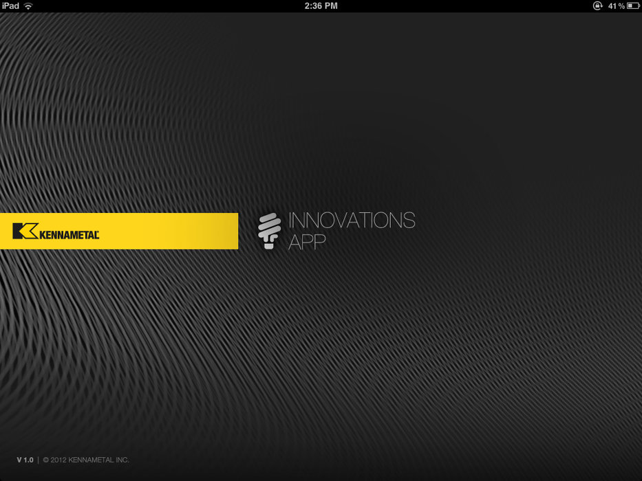 Apresentação do aplicativo  Kennametal Innovations  para iPad®